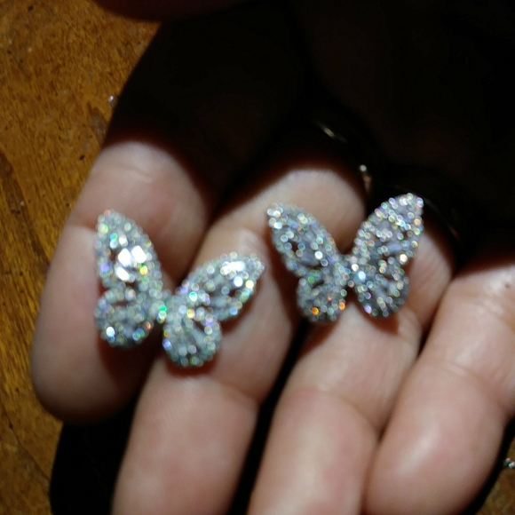 Nwot sterling silver CZ butterfly set marked 925 - Picture 10 of 11